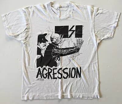 Vintage Agression Jamie Hernandez T-Shirt Skate Punk NOFX Black Flag Shirt • $245