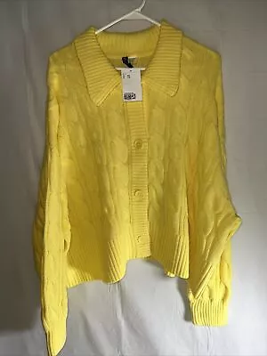 Divided H&M Woman’s Cardigan Sweater Size XXL Solid Yellow • $17