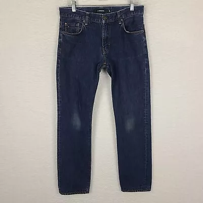 J Linderberg Jeans Mens 33 X 32 Straight Leg Jay Blue Moss Wash Made In TURKEY • $49.99