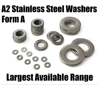 A2 Stainless Steel Form A Washers To Fit Bolts & Screws M1.6 - M39 DIN125a • £3.21