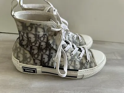 Christian Dior B23 High Top Sneakers Oblique Canvas 40 White/gray • $550