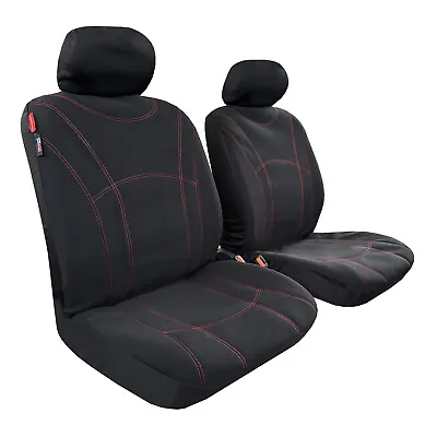 Wetsuit Neoprene Seat Covers Red Stitching For Ssangyong Musso XLV Ultimate • $100.65
