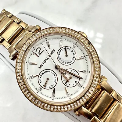 Michael Kors Ladies Parker White Dial Rose Gold Steel Watch MK5781 - NEW BATTERY • $37.99