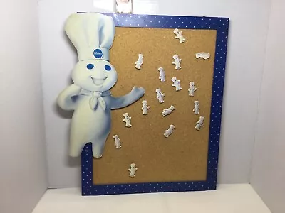 Vintage Pillsbury Doughboy Cork Bulletin Board With 16 Doughboy Pins Tacks • $30