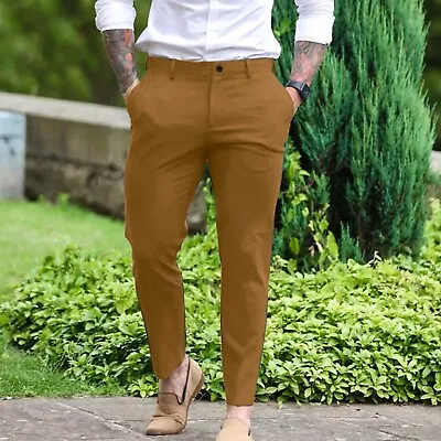 Men's Slim-Fit Flat-Front Dress Pants Stretch Golf Pants Casual Travel Trousers • $27.71