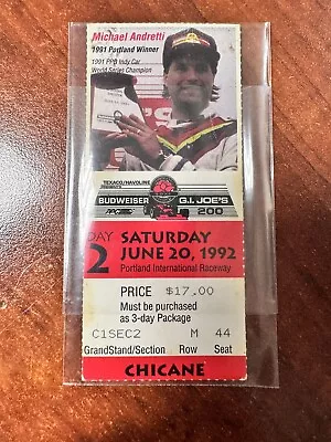 1992 Budweiser G.I. Joe’s 200 Race Ticket - Michael Andretti Indy Car • $0.99