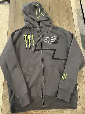 Y2K FOX RACING Hoodie Mens XL Monster Energy Full Zip Ricky Carmichael W4 • $105