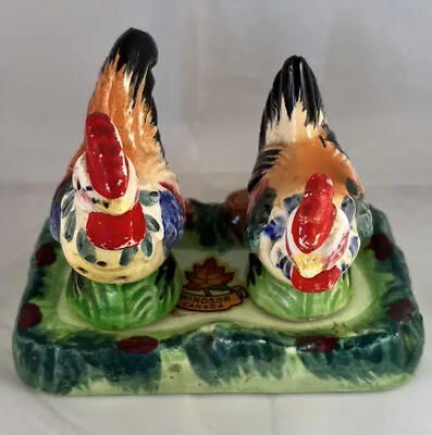 Vintage Rooster And Hen Chicken Salt & Pepper Shaker Set Ceramic Japan • $15.50