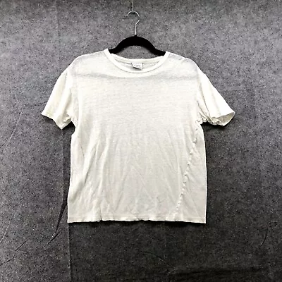 Zara Linen T Shirt Womens Small S White Short Sleeve Knit Crewneck • $14.39