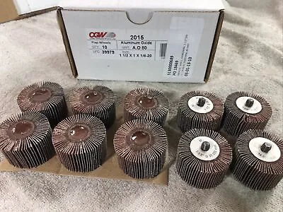 Lot Of 10 CGW Flap Wheels 1-1/2 X1  1/4  Threaded Shank 39979 AO 80 (4555) • $24.99