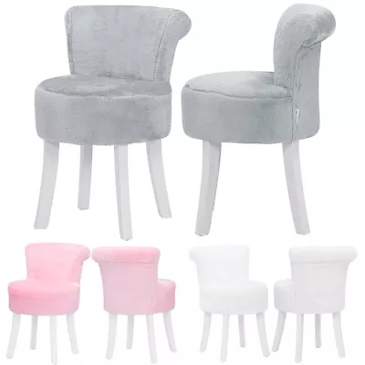 Fluffy Dressing Table Vanity Stool Bedroom Living Room Scroll Back Side Chair • £51.95