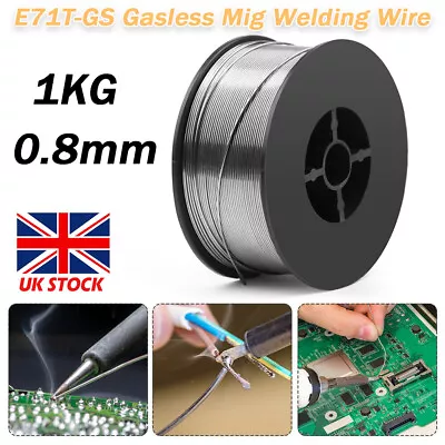 Mig Wire Gasless Flux Core Welding Welder Reel No Gas Self Shielded 0.8mm 1kg • £8.80