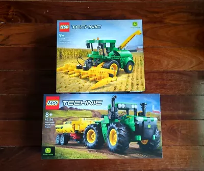 Lego Technic 42136 & 42168 John Deere 9620R 4WD Tractor & 9700 Forage Harvester • $169.99