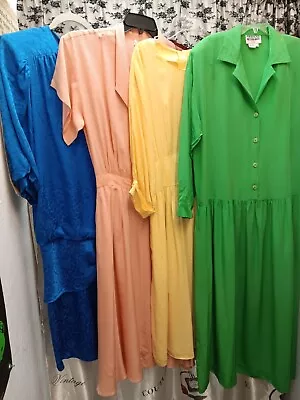 Vintage 1980's Lot Of Four Designer Silk Rayon Dresses Size 8/10 • $39