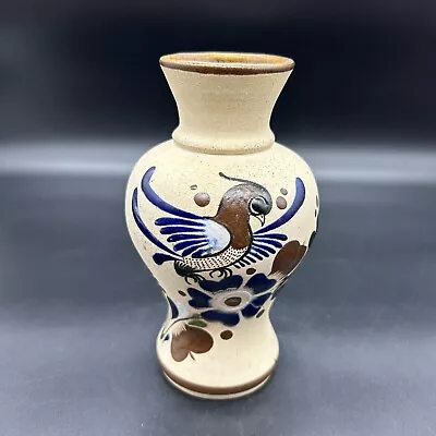 Tonala Pottery Sanded 6  Vase  Hand Painted Birds Flowers Made In Mexico • $22.45