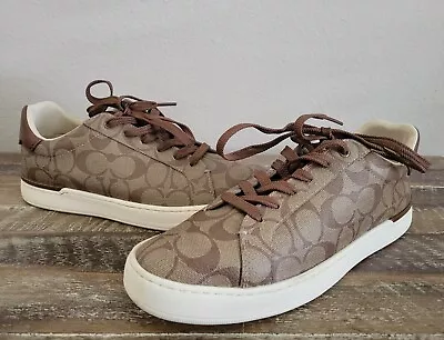 COACH Signature Clip Low Top G4949 Men's Sneaker Shoes (Khaki/Saddle) Sz 9D READ • $72.99