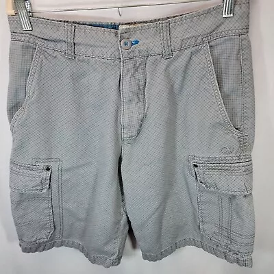 Vintage OP Ocean Pacific Men's Cargo Shorts Gray Diamond Pattern Size 34 • $19.94