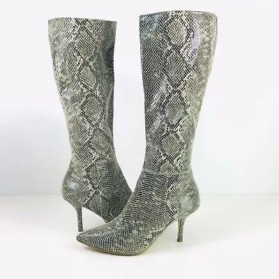 B. Makowsky Natural Snake Embossed Leather Boots Size 7.5 M • $49.99