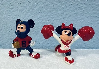 Disney Mickey Football Player Minnie Mouse Cheerleader Red Pom-Poms Figures • $15.29