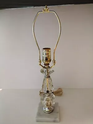 Vintage 3 Tier Crystal Glass Lamp On Marble Base Tabletop Accent Bedside Light • $27