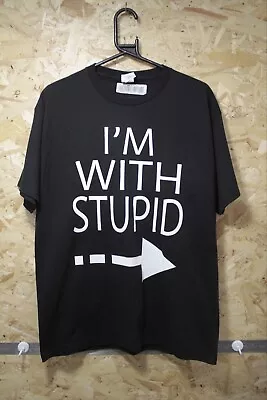 I'm With Stupid T-Shirt Large Mens Arrow Sorority Babes Static-X Quote Funny • £17.92