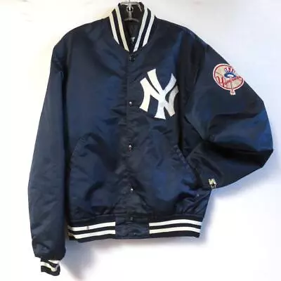 Mens Vintage MLB New York Yankees Starter Nylon Jacket Sz M Quilted Lining • $119.99