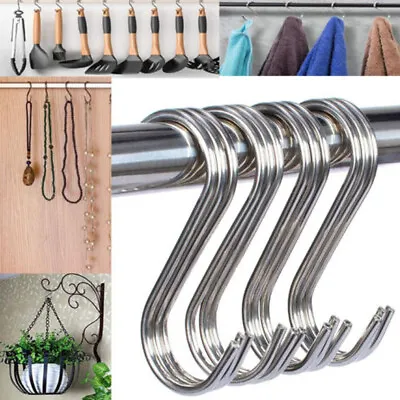 10 X S Hooks Stainless Steel Kitchen Meat Pan Utensil Clothes Hanger Hanging UK • £2.91