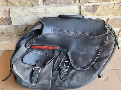 Harley Davidson Convertiable Saddlebag Dyna 94-95 FXDS Leather Canvas Vintage • $99.99