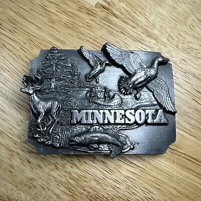 Minnesota State Commemorative Fishing Hunting Vintage 1989 Siskiyou Belt Buckle • $17.99