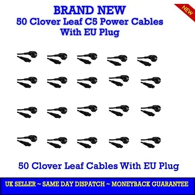 50 Clover Leaf 2Pin EU Plug 3 Prong Laptop Power Cable/Cord For Laptop/Adapter • £187.50