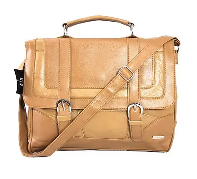 Mens Women Cowhide Genuine Real Leather Briefcase Satchel Shoulder Office Bag UK • £16.99