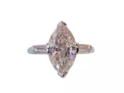Vintage 2.60tcw Old Marquise Cut Platinum Engagement Diamond Ring • $8950