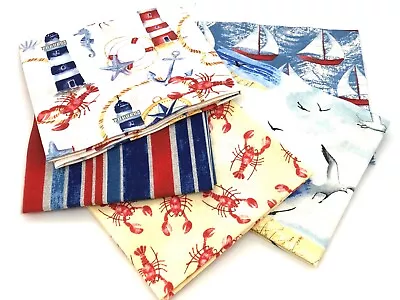 100% Cotton 'Lighthouse Bay' 5 X Quilting Fat Quarter Bundle • £9.50