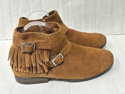 Minnetonka Ankle Boot Womens 10 Rancho Double Fringe Suede Leather Buckle • $17.09