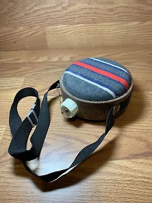 Vintage Canteen Striped Wool Adjustable Strap Camping Hiking Mancave Decor  • $20