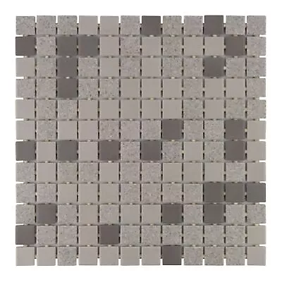 Ceramic 1  X 1  Grid Gray Earth Tone Mosaic Tile Backsplash Bath Shower TDH96MDR • $12.99