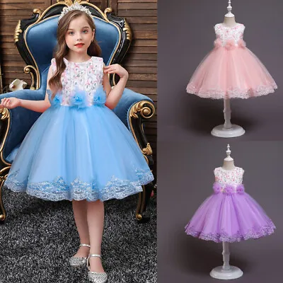 Flower Girls Kids Princess Lace Tutu Dress Bridesmaid Christmas Pageant Party • $29.37