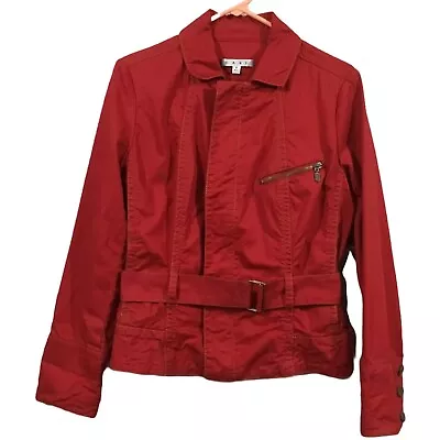 Cabi First Mate Red Cotton Twill Belted Full Zip Lightweight Trending Jacket • $24.55