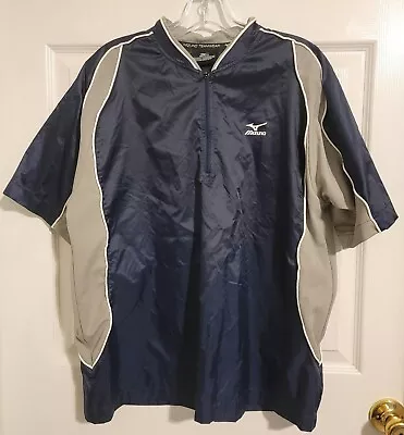 Mizuno Mens Baseball Golf Blue Vented Windbreaker Pullover 1/4 Zip Jacket Small • $16