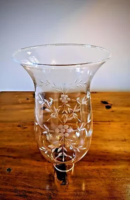 Cut Flower Glass Hurricane Lamp Shades Candle Chandelier Shades 1 5  X 8 1/4  • £14.99