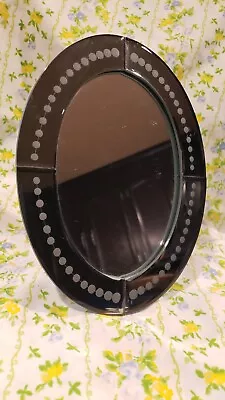 IKEA Vanity Or Tabletop Oval Mirror Black Dot Design 8 ×6  • £14.48