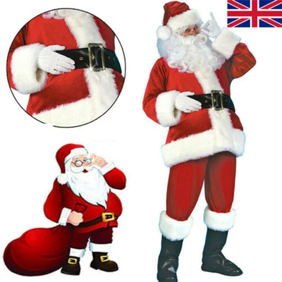 £15.38 • Buy Santa Claus Costume Father Outfit Christmas Flannel Suit Mens Adult Fancy Dress