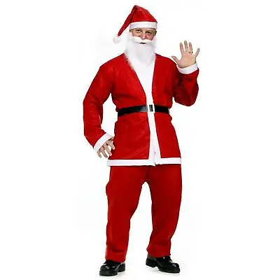 Santa Claus Costume Suit Adult Father Christmas Fancy Dress Men's Xmas Outfit • £11.90