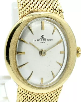 Mens Vintage BAUME & MERCIER 14K Yellow Gold Ellipse Dress Watch • $2198