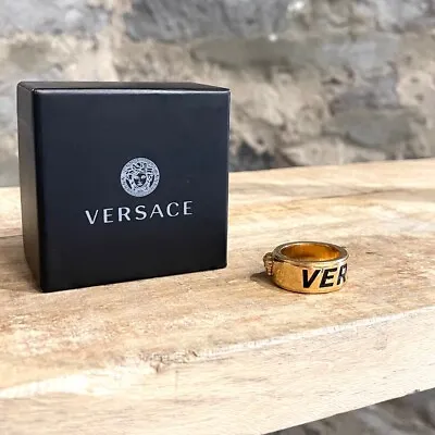 Versace Gold Tone Medusa Logo Band Ring • $236.01