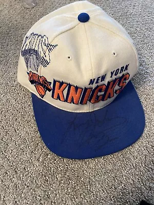 VINTAGE Knicks NBA Sports Specialties Shadow SnapBack Hat LARRY JOHNSON AUTO NY • $70
