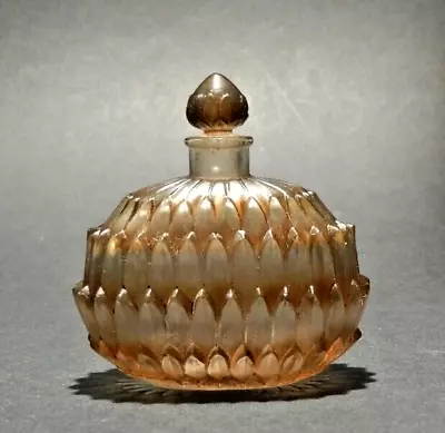 R Lalique Clear Frosted And Sienna Stained Glass Perfume Bottle  Amelie  1927 • $1500