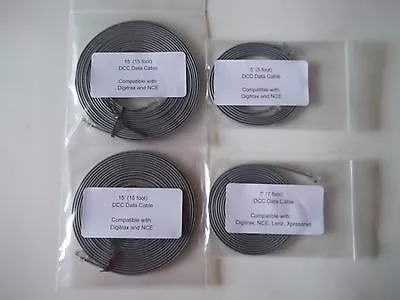 4 Pack (5' 7' & 2 15') Model Railroading DCC Data Cables Digitrax LocoNet NCE • $23