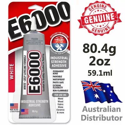 E6000 Industrial Strength WHITE Opaque Glue Craft Adhesive 80.4g 2oz 59.1ml Tube • $16