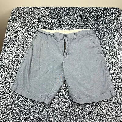 J Crew Chino Shorts Mens 32 Blue Cotton Flat Front 10  Inseam Casual • $7.49